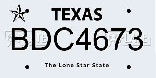 BDC4673 Texas License Plate