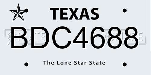 BDC4688 Texas License Plate