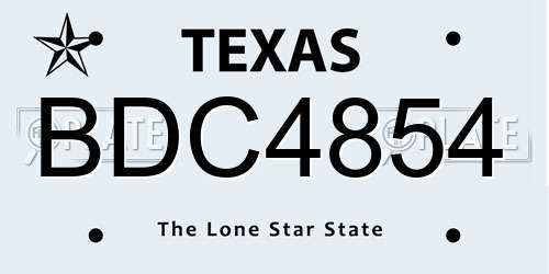 BDC4854 Texas License Plate