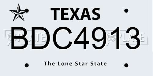 BDC4913 Texas License Plate