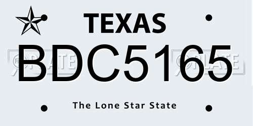 BDC5165 Texas License Plate