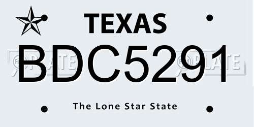 BDC5291 Texas License Plate