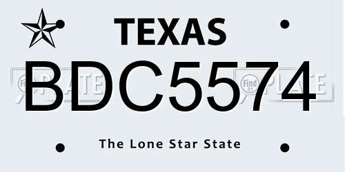 BDC5574 Texas License Plate