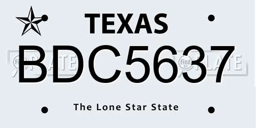 BDC5637 Texas License Plate