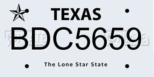 BDC5659 Texas License Plate