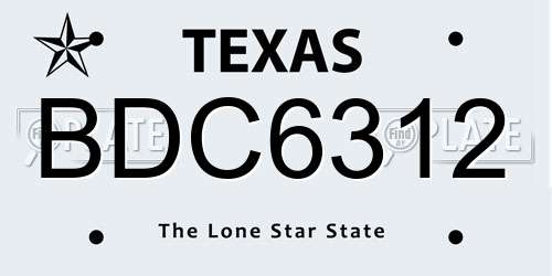 BDC6312 Texas License Plate