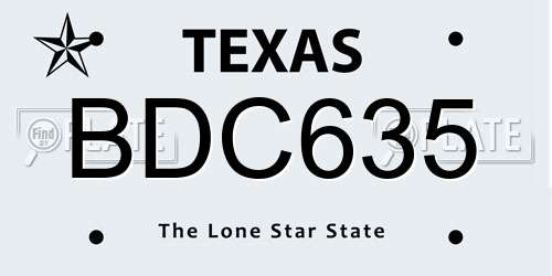BDC635 Texas License Plate