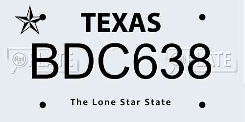 BDC638 Texas License Plate