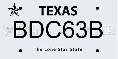 BDC63B Texas License Plate