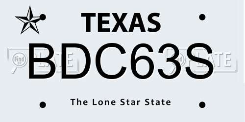 BDC63S Texas License Plate