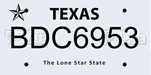 BDC6953 Texas License Plate