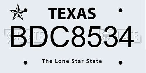 BDC8534 Texas License Plate