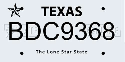 BDC9368 Texas License Plate