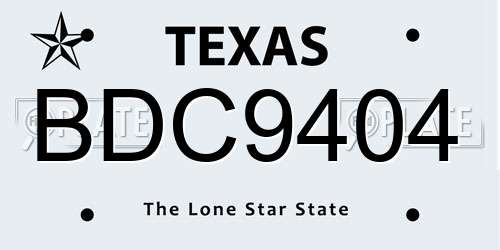 BDC9404 Texas License Plate