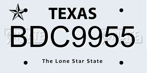BDC9955 Texas License Plate