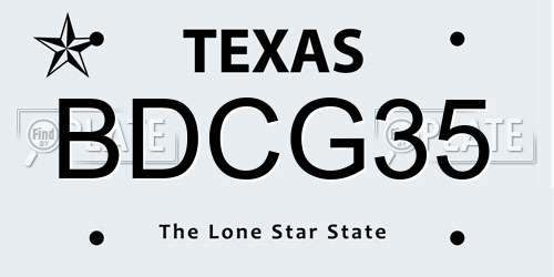 BDCG35 Texas License Plate