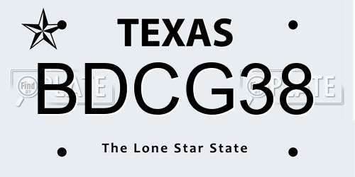 BDCG38 Texas License Plate