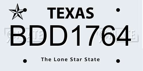 BDD1764 Texas License Plate