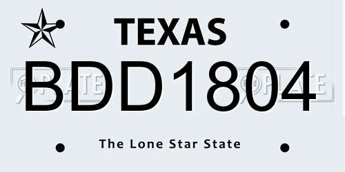BDD1804 Texas License Plate