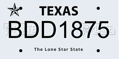 BDD1875 Texas License Plate