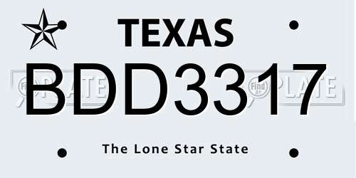BDD3317 Texas License Plate