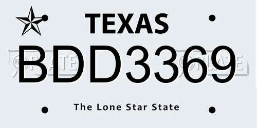 BDD3369 Texas License Plate