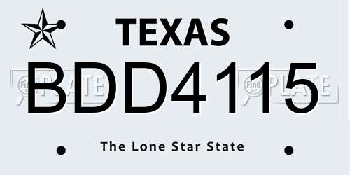 BDD4115 Texas License Plate
