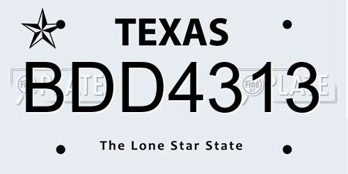 BDD4313 Texas License Plate