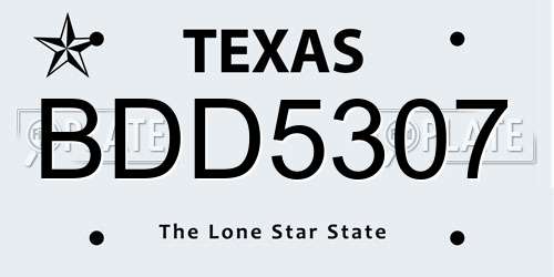 BDD5307 Texas License Plate