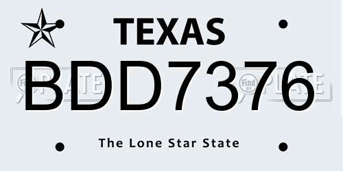 BDD7376 Texas License Plate