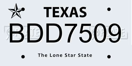 BDD7509 Texas License Plate