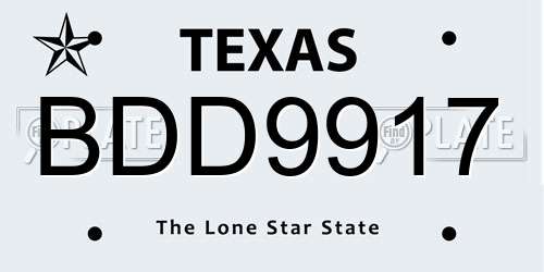 BDD9917 Texas License Plate
