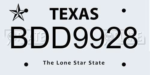 BDD9928 Texas License Plate