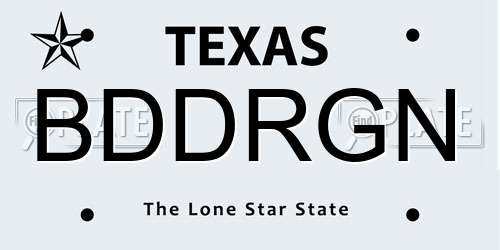 BDDRGN Texas License Plate