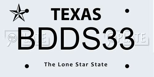 BDDS33 Texas License Plate