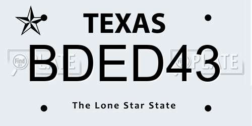 BDED43 Texas License Plate
