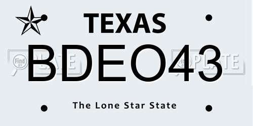 BDEO43 Texas License Plate