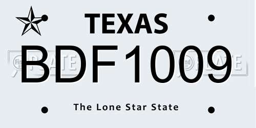 BDF1009 Texas License Plate