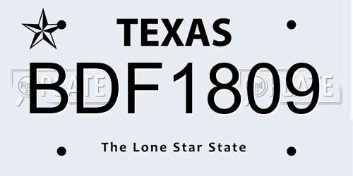BDF1809 Texas License Plate