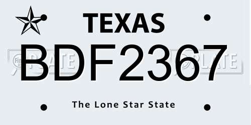 BDF2367 Texas License Plate