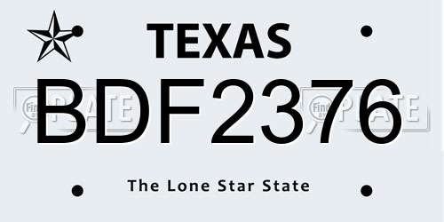 BDF2376 Texas License Plate
