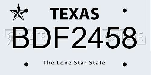 BDF2458 Texas License Plate