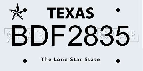 BDF2835 Texas License Plate