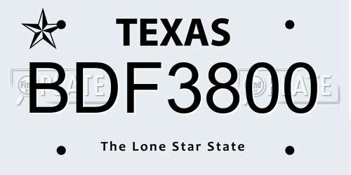 BDF3800 Texas License Plate