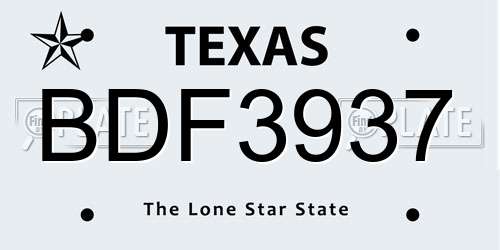 BDF3937 Texas License Plate