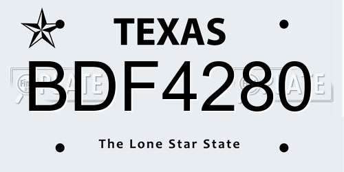 BDF4280 Texas License Plate