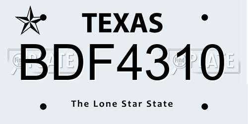 BDF4310 Texas License Plate