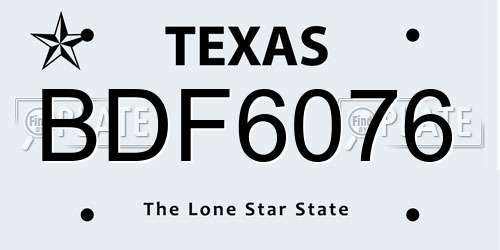 BDF6076 Texas License Plate