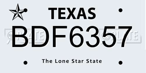 BDF6357 Texas License Plate