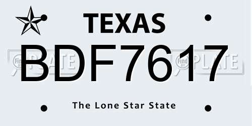 BDF7617 Texas License Plate